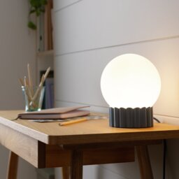 Habitat Ribbed Globe Table Lamp - Blue & White - thumbnail 2