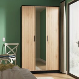 Livara ReadyAssembled Tofino 3 Door Mirror Wardrobe-BlackOak - thumbnail 1