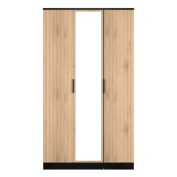 Livara ReadyAssembled Tofino 3 Door Mirror Wardrobe-BlackOak - thumbnail 2