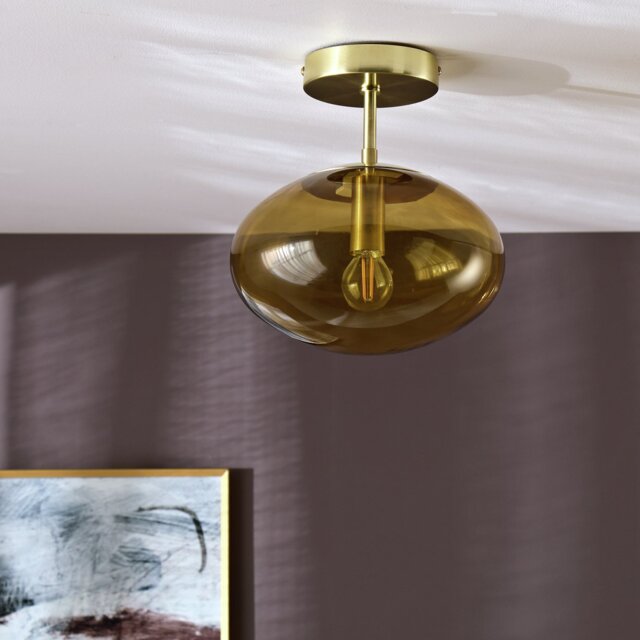 Habitat Honey Glass Pendant Light - Brown - image 1