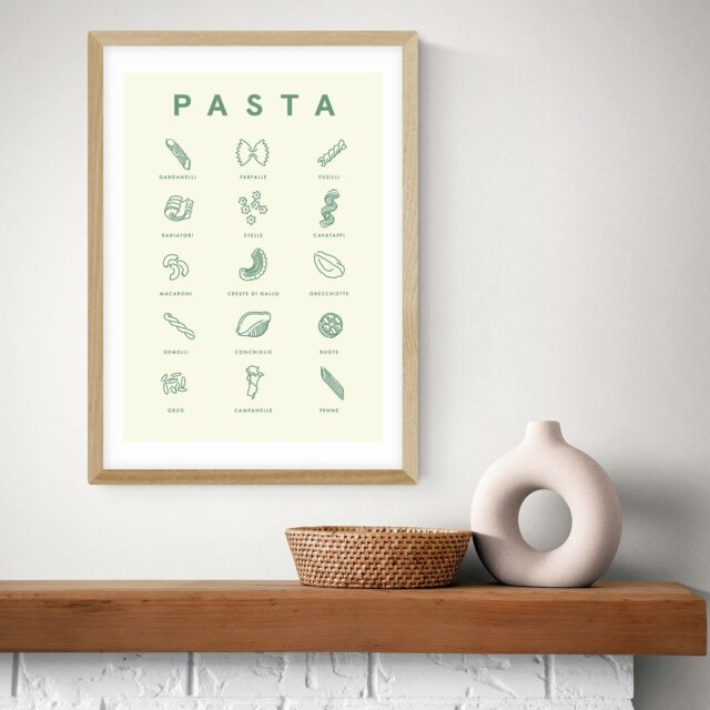 East End Prints Pasta Guide Oak Frame Art Print - A3 - image 1