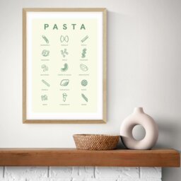 East End Prints Pasta Guide Oak Frame Art Print - A3 - thumbnail 1