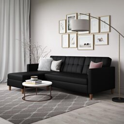Dorel Hartford Faux Leather Clic Clac Sofa Bed - Black - thumbnail 1