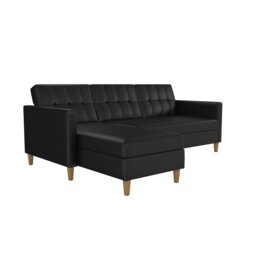 Dorel Hartford Faux Leather Clic Clac Sofa Bed - Black - thumbnail 2