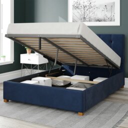 Aspire Hepburn Velvet Superking Ottoman Bedframe - Navy - thumbnail 2