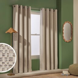 Habitat Check Blackout Jacquard Eyelet Curtains - Grey - 168x229cm