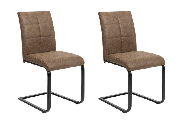Argos Home Bronson Pair of Faux Leather Dining Chairs- Brown - image 1