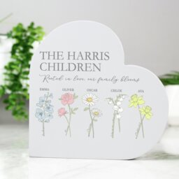 Personalised Message Flower Of The Month Heart Ornament - thumbnail 2