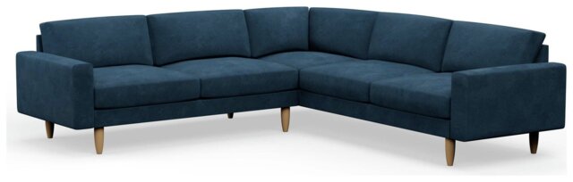 Hutch Velvet Block Arm 7 Seater Corner Sofa - Ink Blue - image 1