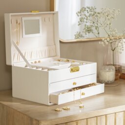 Argos Home Faux Leather Lockable Two Drawer Jewellery Box - thumbnail 2