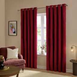 Furn Ultimate Velvet Blackout Eyelet Curtains - Burgundy - 168x183cm - thumbnail 2