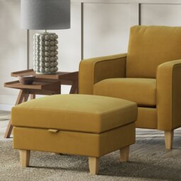 Habitat Flint Fabric Storage Footstool - Gold - thumbnail 2