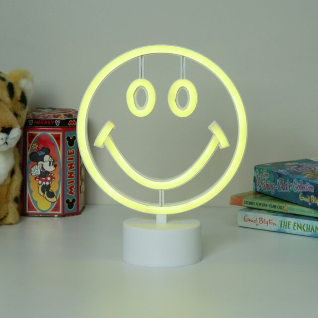 Searchlight Neon Effect Smiley Table Lamp - Yellow - image 1