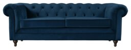 Habitat Chesterfield Velvet 3 Seater Sofa - Blue - thumbnail 1
