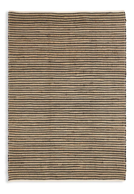 Habitat Woven Stripe Black Jute Flatweave Rug - 160x230cm