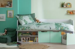 Habitat Jude Storage Cabin Bed With Mattress - White / Green - thumbnail 1