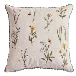 Argos Home Floral Stems Embroidered Cushion Beige - 43x43cm - thumbnail 2