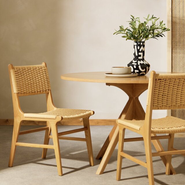 Habitat Faro Pair of Solid Wood Dining Chairs - Light Wood - image 1