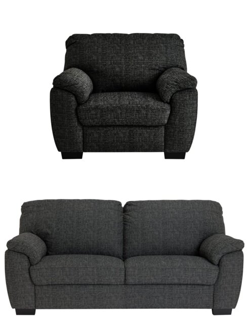 Argos Home Milano Fabric Chair & 3 Seater Sofa - Charcoal - image 1