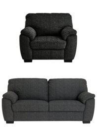 Argos Home Milano Fabric Chair & 3 Seater Sofa - Charcoal - thumbnail 1