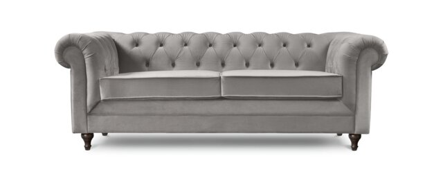 Habitat Chesterfield Velvet 3 Seater Sofa - Light Grey - image 1