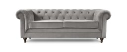 Habitat Chesterfield Velvet 3 Seater Sofa - Light Grey - thumbnail 1