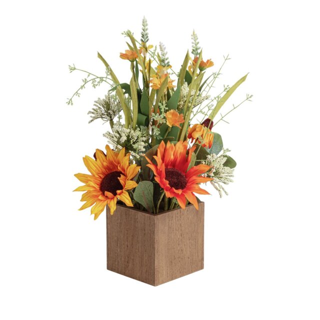 Argos Home Artificial Sunflower Arrangement in Wooden Box