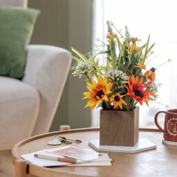 Argos Home Artificial Sunflower Arrangement in Wooden Box - thumbnail 2