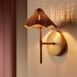 Habitat Norah Rattan Wall Light - Natural - thumbnail 1