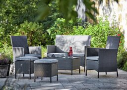 Argos Home Seater Rattan Effect Garden Sofa Set- Dark Grey by