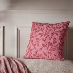 Argos Home Leaves Embroidery Cushion Pink - 50x50cm