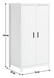 Habitat Kids Ronnie Short 2 Door Wardrobe - White - thumbnail 2