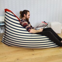 rucomfy Stripe Indoor Outdoor Bean Bag - Blue & White - thumbnail 2