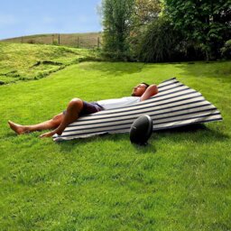rucomfy Stripe Indoor Outdoor Bean Bag - Blue & White - thumbnail 1
