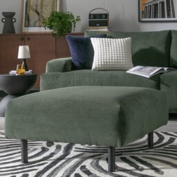 Habitat Julien Fabric Footstool - Dark Green - thumbnail 2