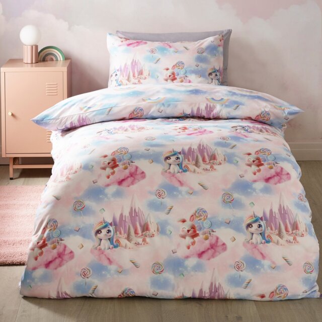 Catherine Lansfield Candy Unicorn Kids Bedding Set - Single - image 1