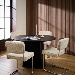 Habitat Arelo Black Dining Table & 4 Natural Chairs - thumbnail 1
