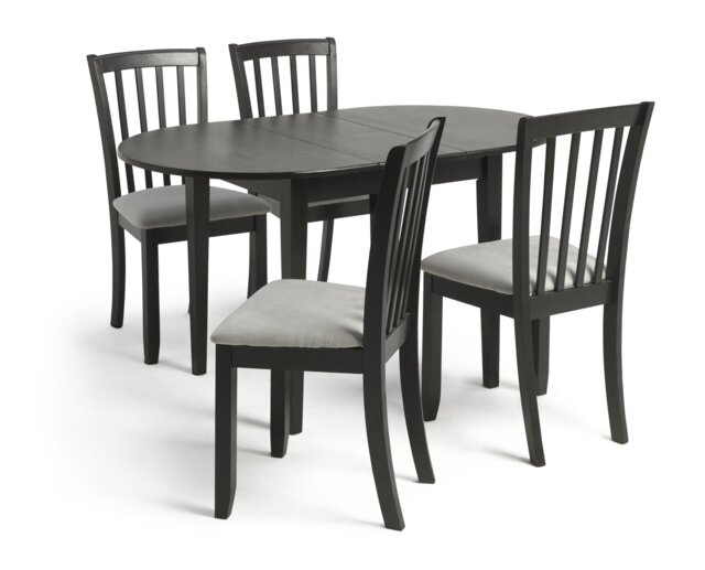 Argos Home Banbury Ext Black Dining Table & 4 Black Chairs - image 1