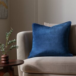 Habitat Velvet Cushion - Navy - 55x55cm - thumbnail 1
