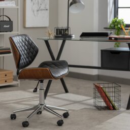 Habitat Sorel Faux Leather Office Chair - Black & Brown - thumbnail 2
