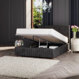 LLB Estella Velvet Double Ottoman Bedframe - Black - thumbnail 2