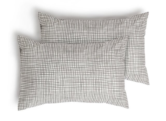 Habitat Willow Cotton Standard Pillowcase Pair - White Black - image 1