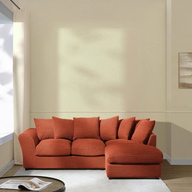 Argos Home Harry Large Cord Right Hand Corner Chaise Sofa - Rust - image 1