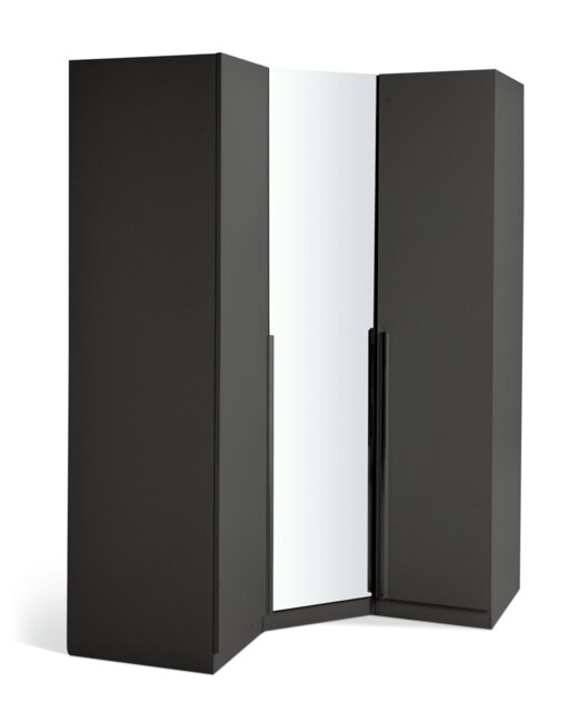 Habitat Munich Corner 3 Door Mirror Wardrobe - Black - image 1