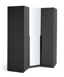 Habitat Munich Corner 3 Door Mirror Wardrobe - Black - thumbnail 1