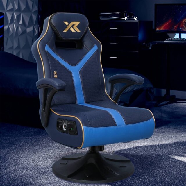 X Rocker Adrenaline 2.1 Bluetooth Console Gaming Chair - Navy/Gold - image 1