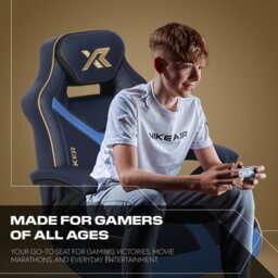 X Rocker Adrenaline 2.1 Bluetooth Console Gaming Chair - Navy/Gold - thumbnail 2