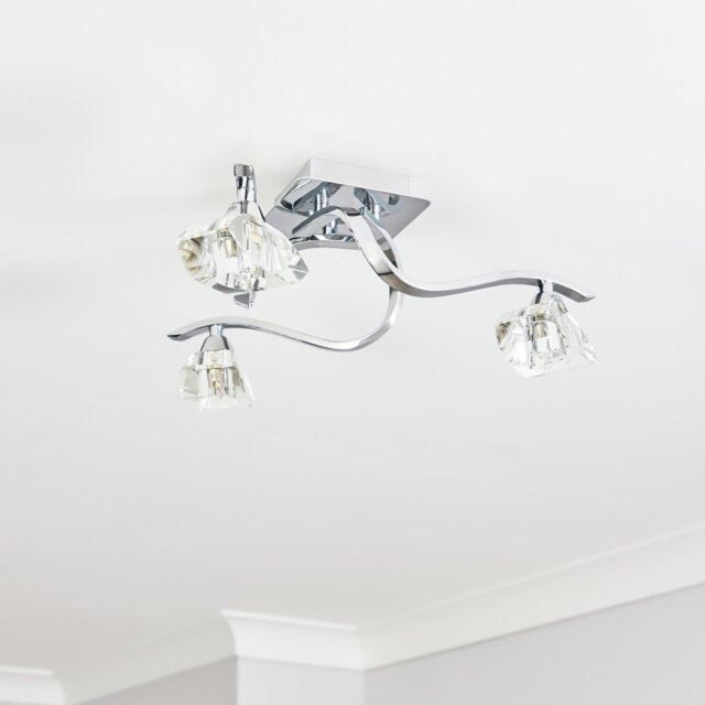 BHS Scorpio Glass Flush Ceiling Light - Silver - image 1