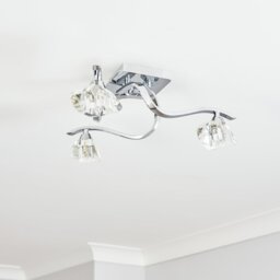 BHS Scorpio Glass Flush Ceiling Light - Silver - thumbnail 1