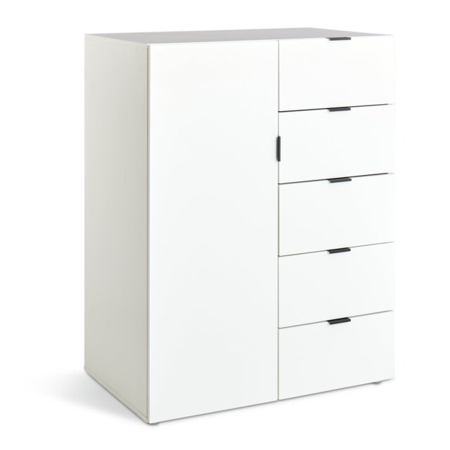 Argos Home Zeke 1 Door 5 Drawer Short Wardrobe - White - image 1